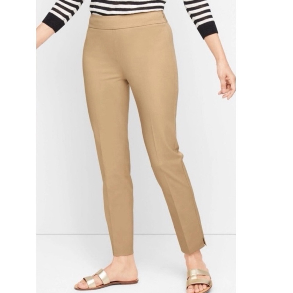 Talbots Chatham Curvy Mid Rise Tan Khaki Cropped Chino Pants Size 12 Stretchy